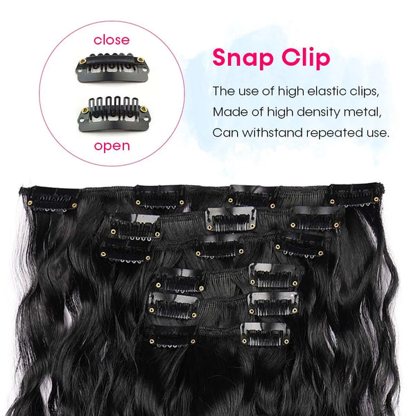 Clip in Hair Extensions Synthetic Fiber Hairpieces 22"