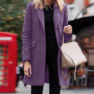 Buy purple Autumn Winter Trench Coat for Women Suit Coat Single-Breasted Long Blazer Jacket Women Coat Formal Suit Women Jacket for Women