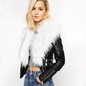 2022 Winter Jackets Women Basic Coats Fashion Faux PU Leather Winter Jackets Women Artificial Fur Collar Coat Female Outerwear