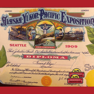 Antique Vintage Exposition Crate Label, Santa Barbara, Ca, 1930s World's Fair 1909