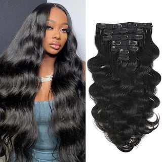 Body Wave 100% Brazilian Clip in Hair Extensions Human Hair 8Pcs Remy Hair Extensions Clip Ins for Women With 18Clips 120g