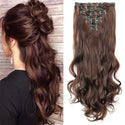 22Inch Long Straight Wavy Hair Extension 7Pcs/Set 16 Clips High Tempreture Synthetic Hairpiece Clip in Hair Extensions