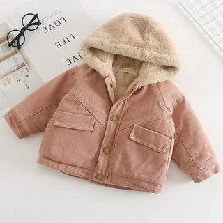 Buy pink 2023 New Baby Girl Boy Winter Coat Boys Fashion Casual Cotton Padded Wool Thickened Long Coats Children Kids Warm Hood Jacket