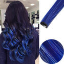 Clip in Hair Extensions Colored Party Highlights 22 Inches 6pcs/Pack Multi-Colors Straight Hair Synthetic Hairpieces Royal Blue