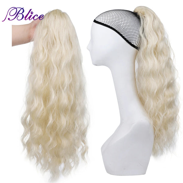 Blice Synthetic Long Curly Ponytail Extensions #613 Alita Heat Resistant Ponytail HairPieces Drawstring With Two Plastic Combs