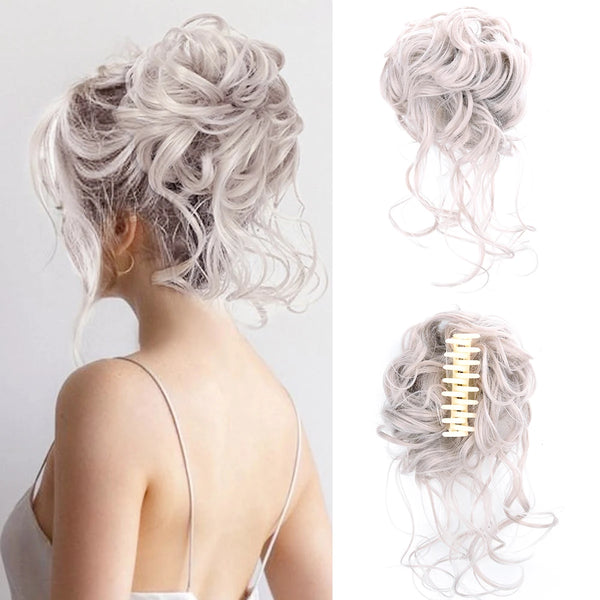 Chorliss Synthetic Claw Chignon Women Messy Curly Fluffy Hair Bun Clip in Ponytail Hair Extensions Natural False Hairpieces