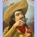 Antique Vintage 1900s Dick Custer Gold Embossed Cigar Label, Wild West Gunslinger