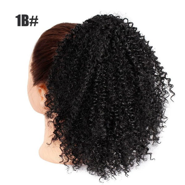 Afro Kinky Curly Synthetic Ponytail Puff Hair Bun Ponytail Hair Extension Drawstring Short Afro Pony Tail Clip in on Hair Bun