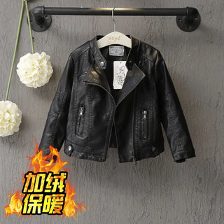 Buy velvet-inside-4 Brand New Baby Girl Boy Spring Autumn Winter PU Coat Jacket Kids Fashion Leather Jackets Children Coats Overwear Clothes 1-10age