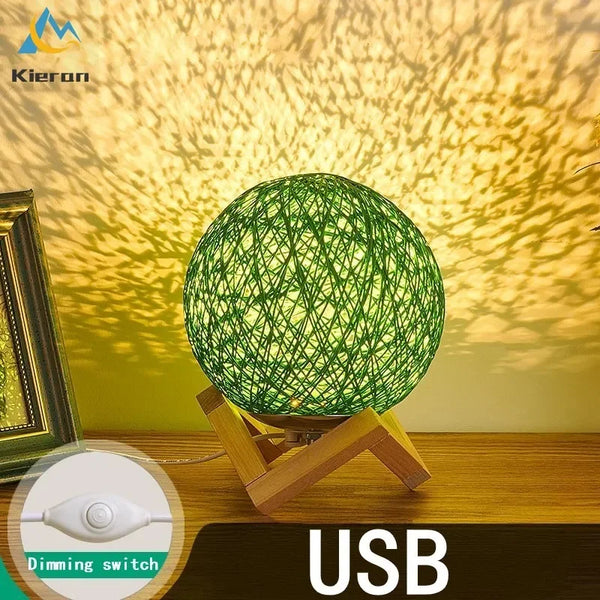 Rattan Ball LED Table Lamps