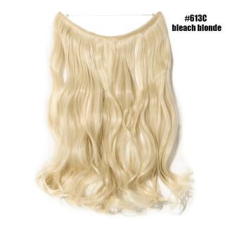 Buy bleach-blonde BENEHAIR Synthetic Invisible Wire No Clips in Hair Extension Secret Fish Line Hairpiece Curly Fake Hair Hairpiece for Women