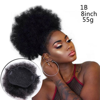 Buy 1b 8inch Afro Puff Synthetic Hair Bun Chignon Hairpiece for Women Wig Drawstring Ponytail Kinky Curly Clip in Extensions Pony Tail