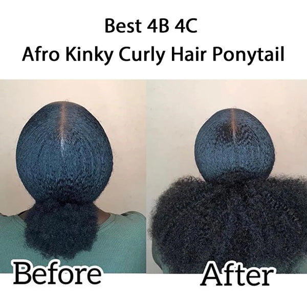 Afro Kinky Curly Ponytail Remy Hair Pieces for Women Natural Black Clip in Ponytails Drawstring 100% Human Hair Dolago Products