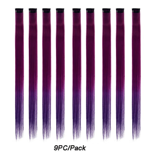 Buy 30 10Packs Straight Colored Clip in Hair One Piece Long Synthetic Rainbow 22 Inch Party Highlights Extensions for Women Kids Girls