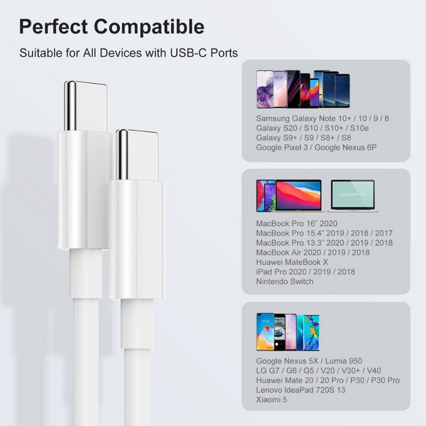 6ft Long Type-C to Type C USB-C Fast Charging Cable