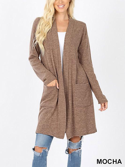 Brushed Sweater Pocket Cardigan