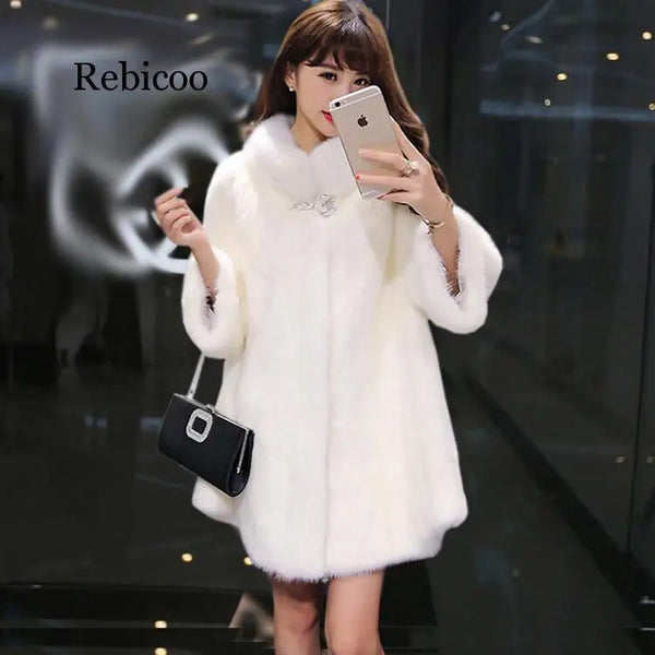 Autumn Winter WARM THICK Faux Fur Coats Women Long Slim Fur Coat Outerwear Female Warm Outwear Coats for Women