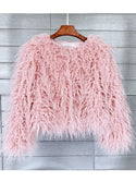 Colorful Boho Furry Faux Fur Coat Women Fur Coats Autumn Winter Pink White Shaggy Faux Fur Jacket Tops Festival Clothing