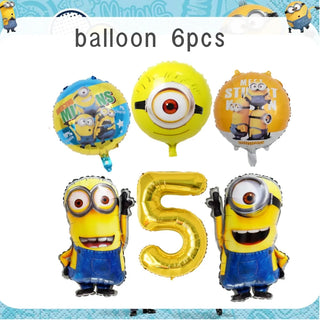 Buy balloon-6pcs1 Big Eye Yellow Man Birthday Decoration Disposable Tableware Tablecloth Plate Cup Balloon Baby Shower Boys Girls Party Supplies