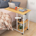 Pressboard Steel Frame Side Table Simple Lazy Movable Notebook Computer Table Small 2-Layer Mobile Laptop Desk With Pulley