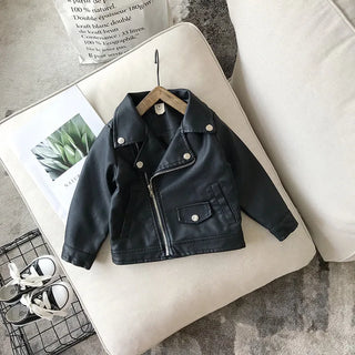 Buy black-1 Brand New Baby Girl Boy Spring Autumn Winter PU Coat Jacket Kids Fashion Leather Jackets Children Coats Overwear Clothes 1-10age