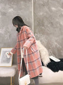 Bella Philosophy Winter Plaid Women Faux Mink Cashmere Woolen Coat Ladies Casual Turn-Down Collar Coats Female Warm Outwear