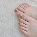 10pcs Handmade Shiny Golden Diamond Fake Foot Nails Press on Toe Nails