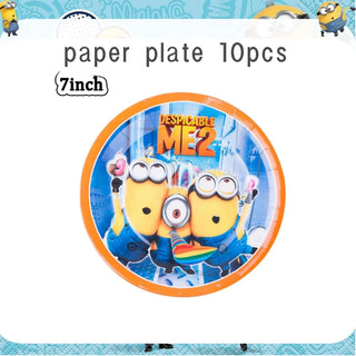 Buy 7-inch-plate-10pcs Big Eye Yellow Man Birthday Decoration Disposable Tableware Tablecloth Plate Cup Balloon Baby Shower Boys Girls Party Supplies