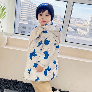 Buy beige 2022 New Girls Boys Down Jacket Winter Coats Children Clothes Hooded Windbreaker Coat for Kids 2-7 Years Cotton Warm Outerwear