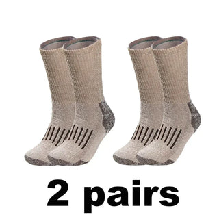 Buy brown-2pairs 1/2/3 Pairs Merino Wool Socks Men&#39;s Autumn Winter Thickened Thermal Socks Mountaineering Breathable Outdoor Sports Socks Large