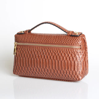 Buy snake-brown-l Snake Pattern Clutch Make Up Bags