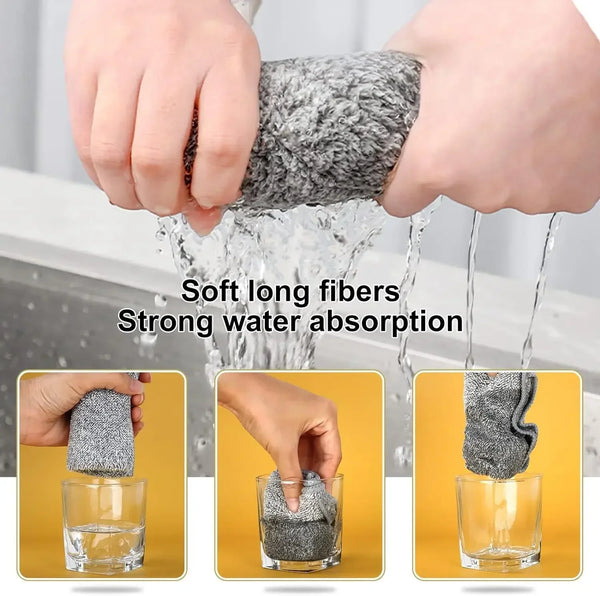 Bamboo Charcoal Cleaning Towel Kitchen Microfiber Cloth Rags Super Absorbent Non-Stick Oil Soft Dish Wipe Household Clean Towel