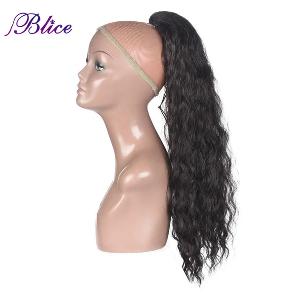 Blice Synthetic 20-24inch Curly Ponytail Hairpiece Pure Color Alita Heat Resistant Hair Extensions With Two Plastic Combs