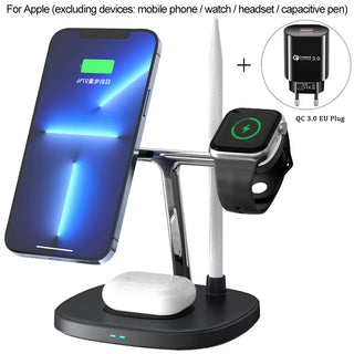 Buy at4-eu 3 in 1 Magnetic Wireless Charger 15W Fast Charging Station for Magnetic iPhone 14 13 12 Pro Max Chargers for Apple Watch Airpods