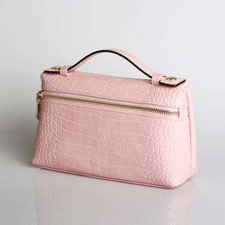 Buy crocodile-pink-l Snake Pattern Clutch Make Up Bags