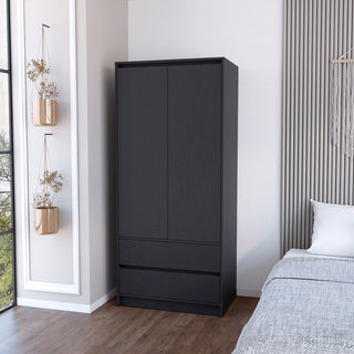 Armoire Closher, Two Drawers -Black