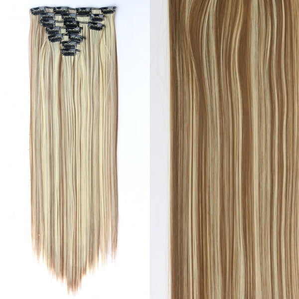 22Inch Long Straight Wavy Hair Extension 7Pcs/Set 16 Clips High Tempreture Synthetic Hairpiece Clip in Hair Extensions