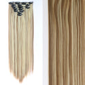 7Pcs/Set 16 Clips Hair Extension Black Long Straight Natural Hair Ombre Hairpiece Heat Resistant Fiber for Women Hairstyle