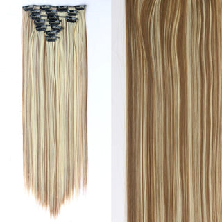 Buy 6h613 7Pcs/Set 16 Clips Hair Extension Black Long Straight Natural Hair Ombre Hairpiece Heat Resistant Fiber for Women Hairstyle