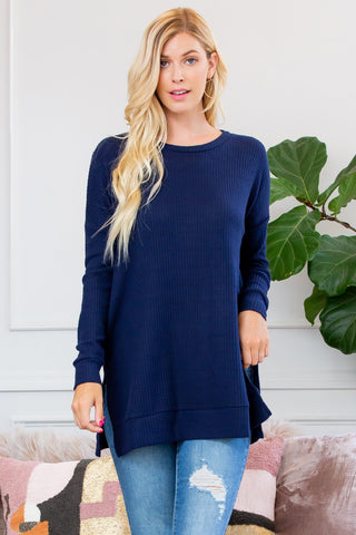 Buy navy Brushed Thermal Waffle Sweater