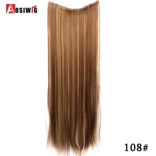 Buy 108 AOSIWIG Long Straight Natural Fake Hairpieces Black Brown Color  High Temperture Synthetic 5 Clip in Hair Extensions for Women