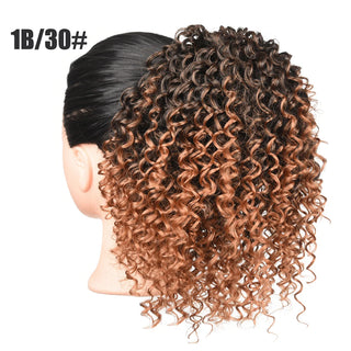 Buy 1b-30 Afro Kinky Curly Synthetic Ponytail Puff Hair Bun Ponytail Hair Extension Drawstring Short Afro Pony Tail Clip in on Hair Bun