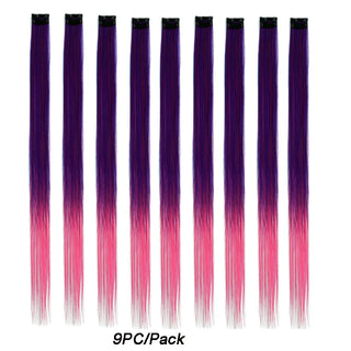 Buy 4 10Packs Straight Colored Clip in Hair One Piece Long Synthetic Rainbow 22 Inch Party Highlights Extensions for Women Kids Girls