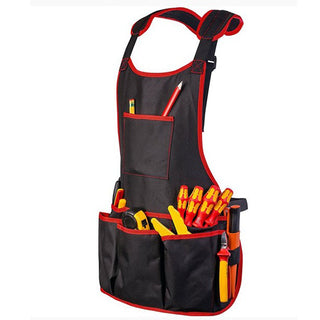 Buy black-red-edge Custom Logo 600D Oxford Cloth Multi-Functional Work Apron With Tool Pocket