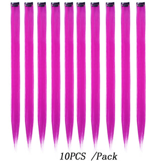 Buy t4-10-27b 10Packs Straight Colored Clip in Hair One Piece Long Synthetic Rainbow 22 Inch Party Highlights Extensions for Women Kids Girls