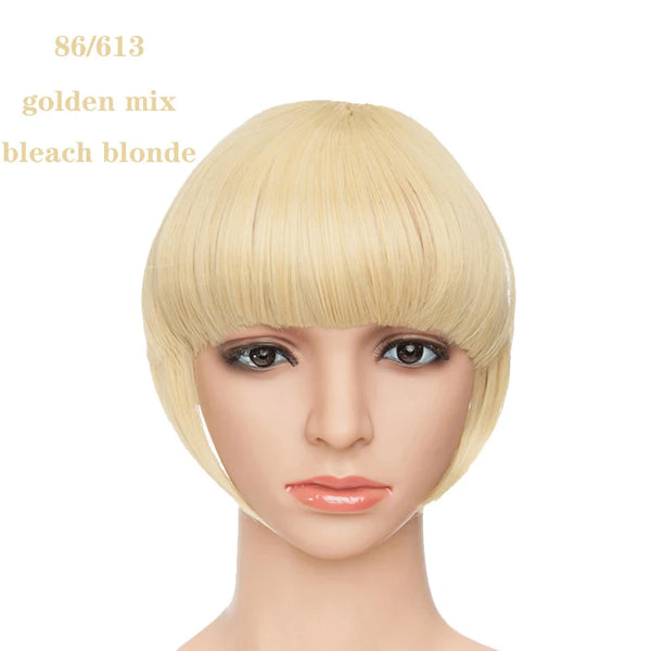 BENEHAIR Fake Bangs Synthetic Blunt Bang Clip in Hair Extension Women Blunts Fringe Hair Black Brown Bangs 2 Clips In