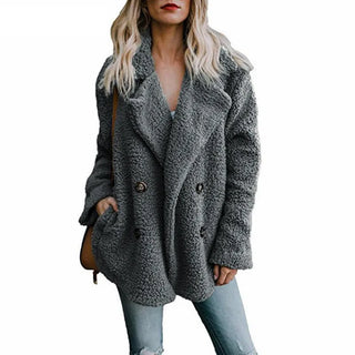 Buy dark-grey Plush Coat Women Winter Jackets Fluffy Teddy Coat Female Warm Artificial Fleece Winter Clothes Manteau Femme