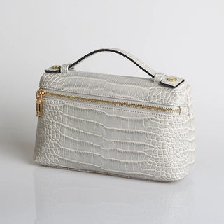 Buy croc-pearl-white-l Snake Pattern Clutch Make Up Bags