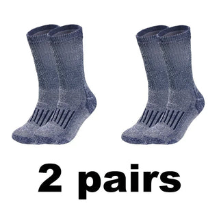 Buy navy-blue-2pairs 1/2/3 Pairs Merino Wool Socks Men&#39;s Autumn Winter Thickened Thermal Socks Mountaineering Breathable Outdoor Sports Socks Large