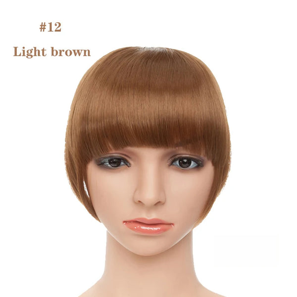 BENEHAIR Fake Bangs Synthetic Blunt Bang Clip in Hair Extension Women Blunts Fringe Hair Black Brown Bangs 2 Clips In